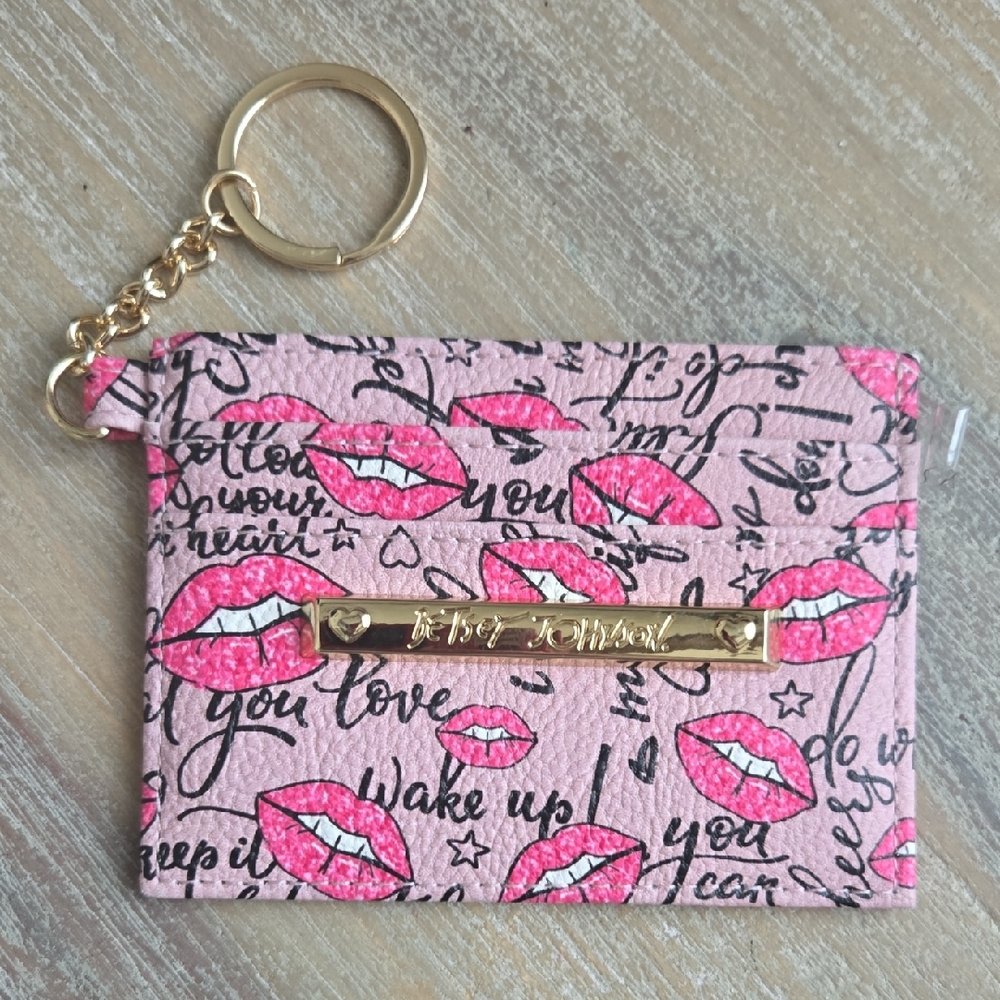 Betsey Johnson Pink Lips Key & Card Holder